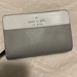 Kate Spade Staci Colorblock Medium Compact Bifold Wallet color nimbus grey multi